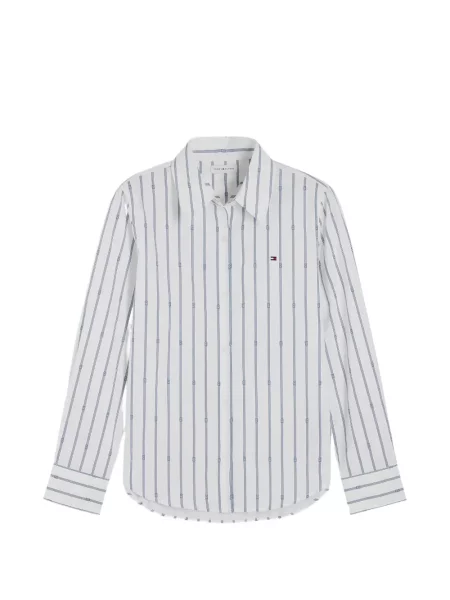 Cămașă Tommy Hilfiger cu dungi cu imagine alb