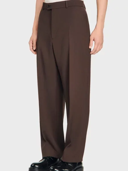 Шерстяные брюки Sandro коричневые