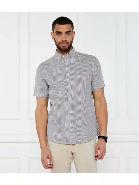 Tommy Hilfiger Cămașă | cu adaos de in negru