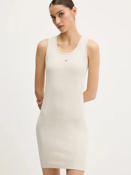 Tommy Jeans sukienka mini dopasowana beżowy