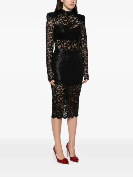 Rochie midi Babylone Paris din dantelă negru
