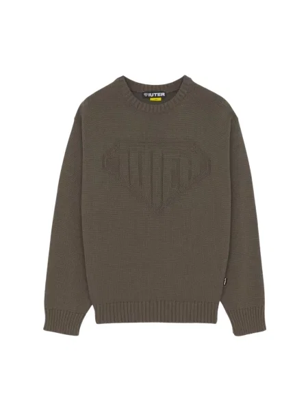Dzianinowy sweter Iuter z logo brązowy