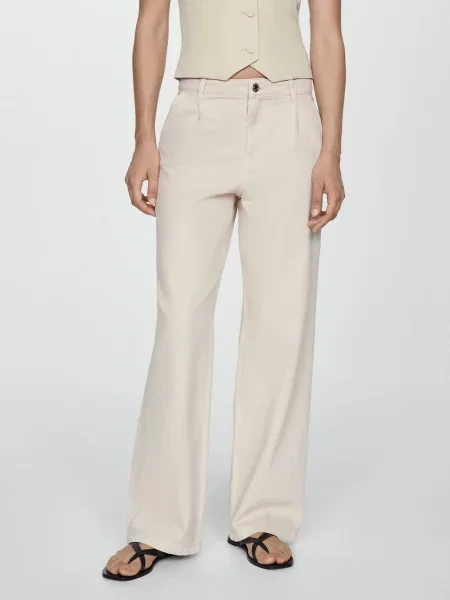 MANGO Широкие джинсы бежевий