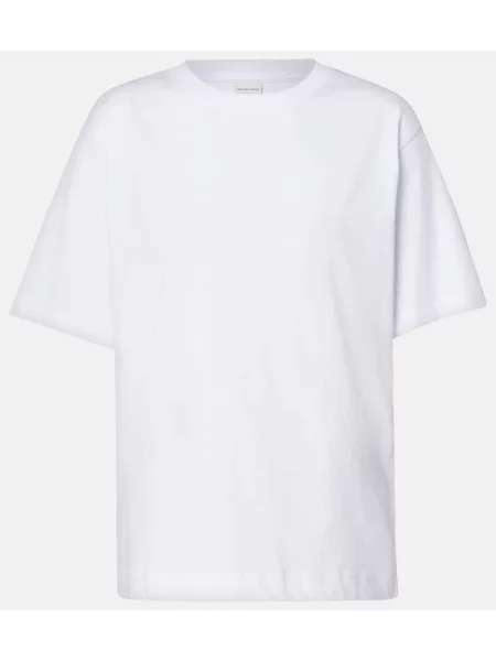 Tricou Dries Van Noten din jerseu alb