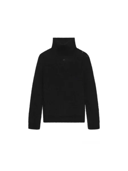 Sweter z golfem Courreges wełniany czarny