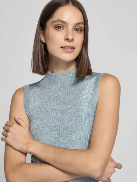 Bezrękawnik w kroju slim fit ze stójką model Imanja' Mos Mosh błękitna