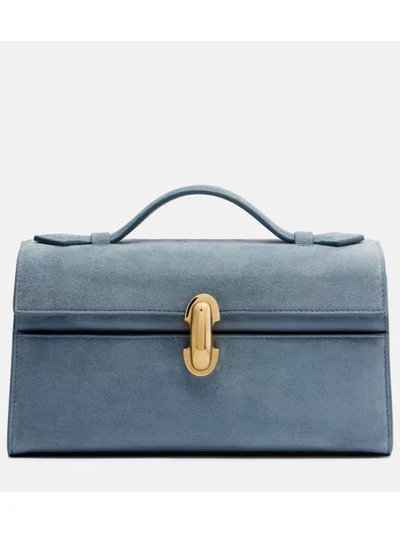 Top Savette din piele de căprioară albastru