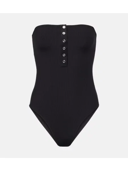 Sutien bandeau Toteme tricotate cu nervuri negru