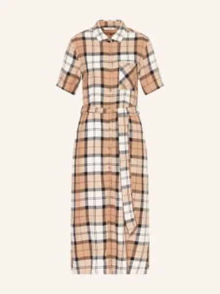 Barbour Sukienka Koszulowa Fern Z Lnu beige beżowa