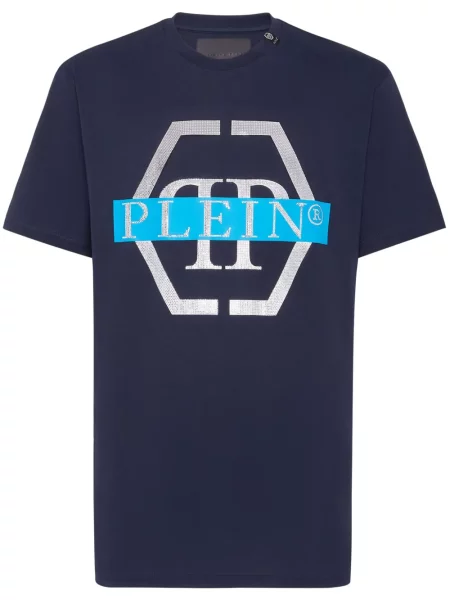 Tricou Philipp Plein cu imagine albastru
