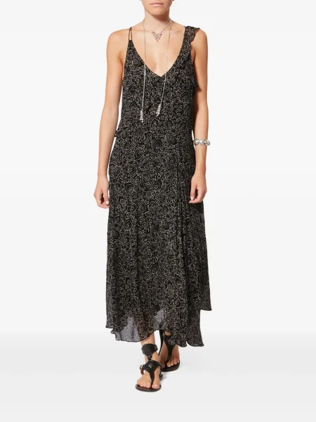 Rochie maxi Marant Etoile cu imprimeu geometric de costum negru