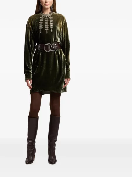 Rochie mini Ralph Lauren Collection de catifea verde