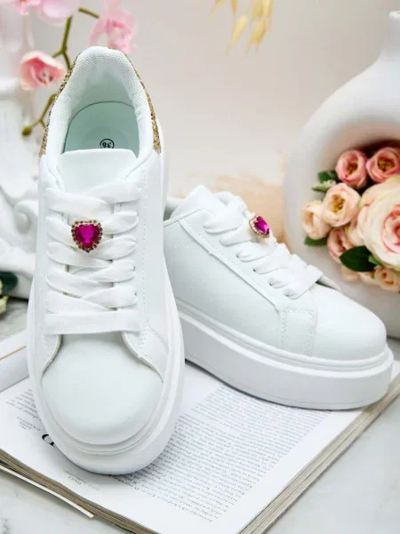 Sneakerși Resti cu platformă alb