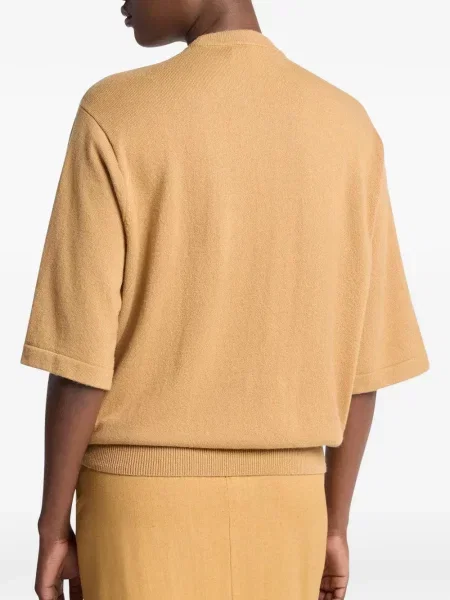 Плисирани панталон Michael Kors Collection с волани на райета кафяво