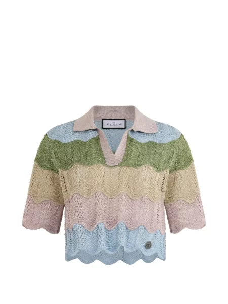 Tricou polo Philipp Plein tricotate roz