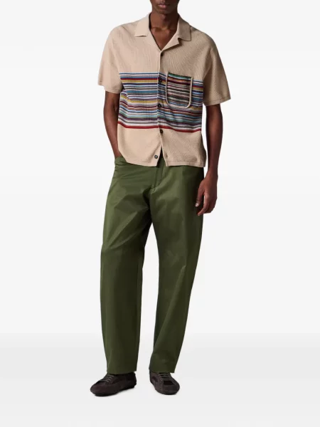 Cămașă Paul Smith cu dungi tricotate bej