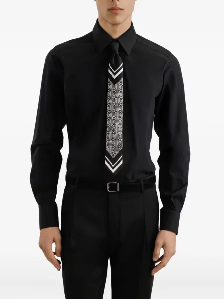 Cravată Dolce & Gabbana de mătase cu imprimeu geometric negru