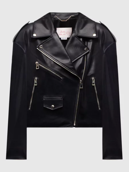 Шкіряна глянцева косуха Babe Pay Pls синя