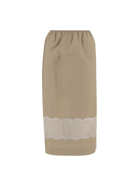 Spódnica midi Carven koronkowa do kolan beżowa