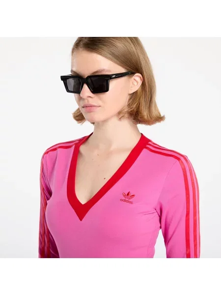 Костюм макси рокля Adidas Originals на райета розово