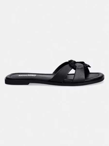 Usnjeni natikači Love Moschino črna