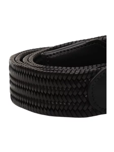 Pasek Canali skórzany pleciony czarny