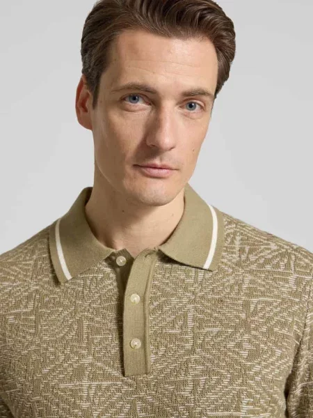 Koszulka polo o kroju regular fit we wzór na całej powierzchni Jack & Jones Premium beżowe