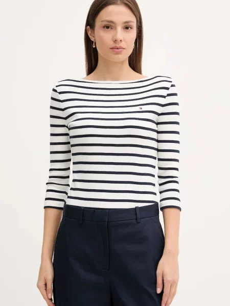 Bluzka Tommy Hilfiger z długim rękawem biała