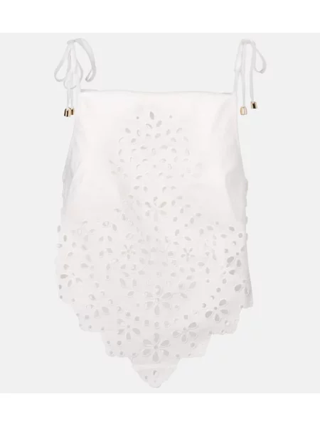 Top Self-portrait cu broderie alb