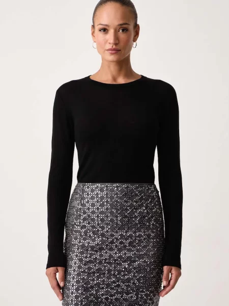 Tricou cu mânecă lungă Weekend Max Mara de lână negru