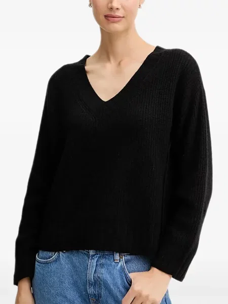 Pulover Benetton cu decolteu în V negru