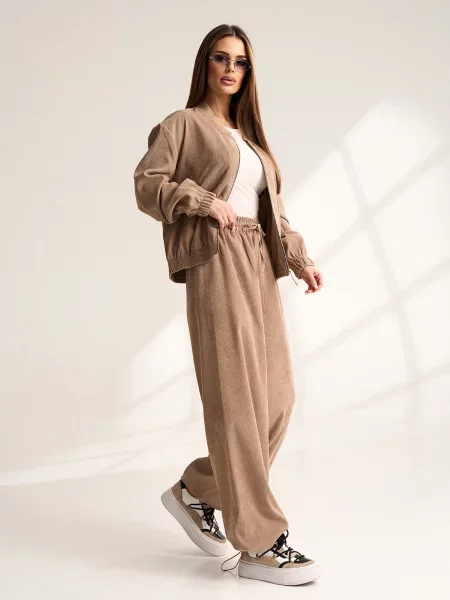 Класичні штани ISSA Plus вельвет бежевий