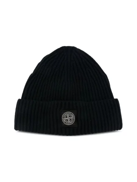Czapka Stone Island wełniana z kamieniami niebieska
