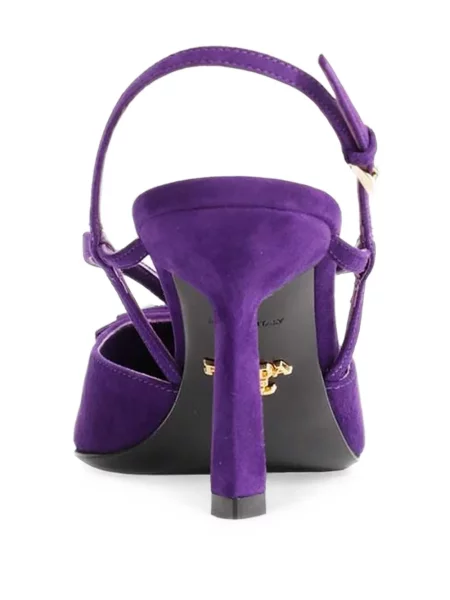 Pantofi cu toc Prada din piele de căprioară slingback violet