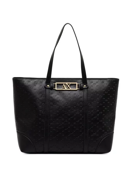 Τσάντα shopper Armani Exchange με αυτόγραφο μαύρο