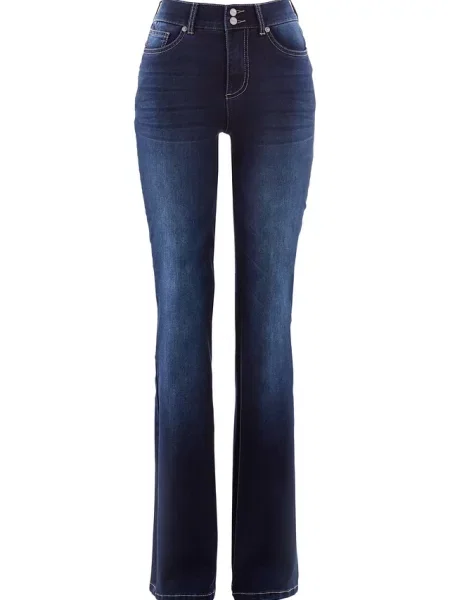Modelujące dżinsy o kroju bootcut mid waist niebieskie