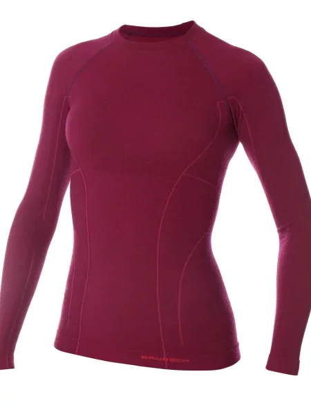 Koszulka wełniana z długim rękawem Brubeck ACTIVE WOOL fioletowa