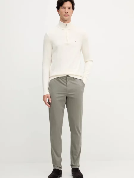 Tommy Hilfiger sweter lekki z półgolfem beżowy