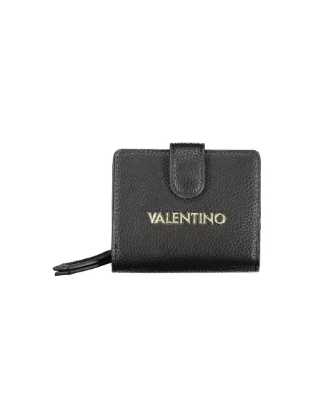 Lniany kompaktowy portfel Valentino czarny