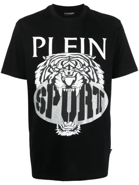 Tricou Plein Sport cu dungi de tigru negru