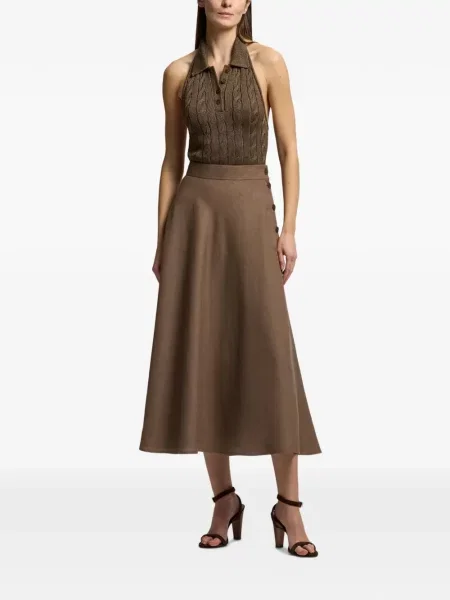 Fustă midi Ralph Lauren Collection maro