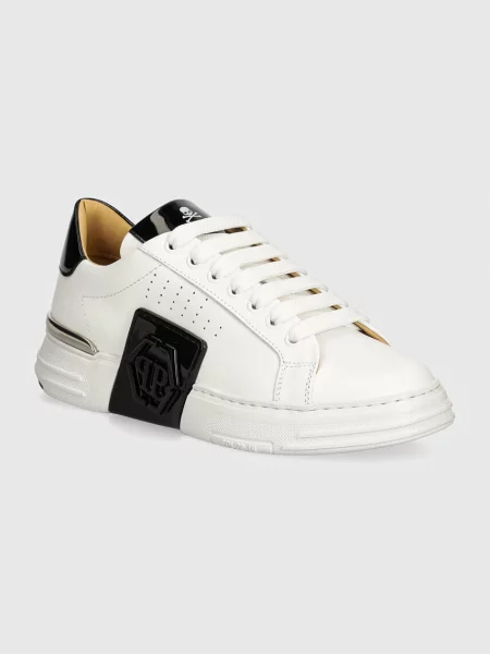 Kožené tenisky Philipp Plein Hexagon Phantom Kicks biela