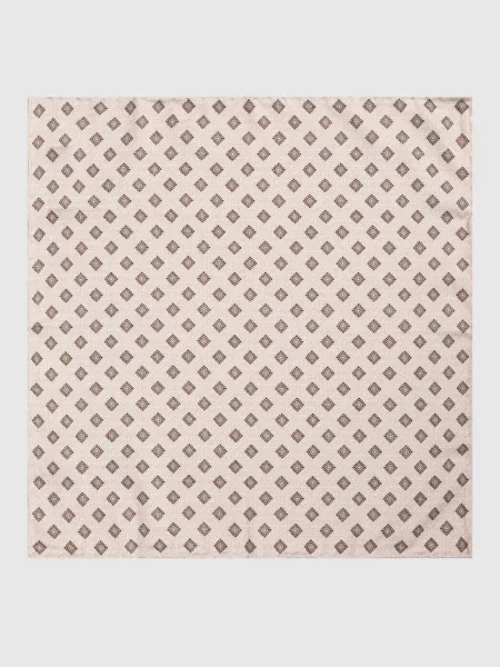 Шелковый двусторонний платок Brunello Cucinelli с принтом бежевый