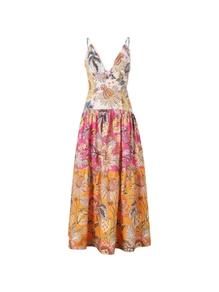 Rochie maxi Farm Rio cu model floral cu imagine roz