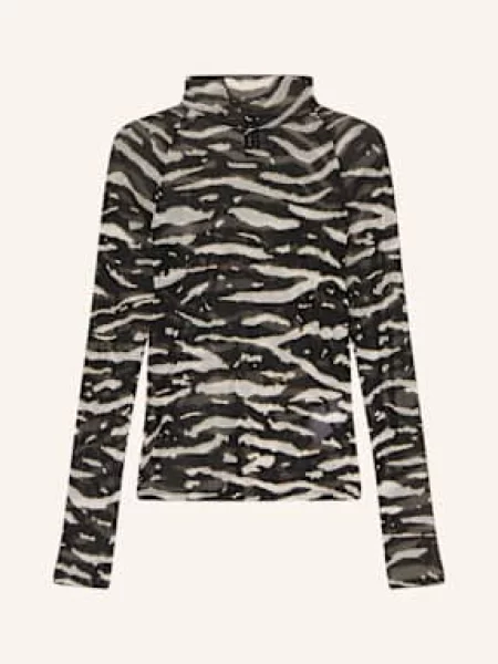 Marc Cain Koszulka Z Długim Rękawem Z Siateczki schwarz biały