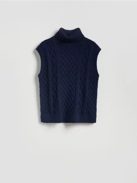 Reserved Kamizelka z golfem granatowy