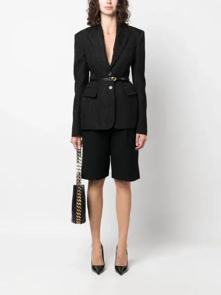 Žakardinis vienakrūtis švarkas Stella Mccartney juoda