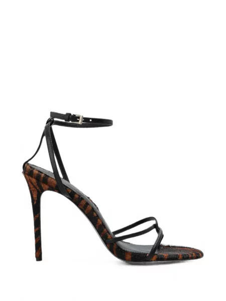 Sandale Black Suede Studio din piele de căprioară cu imagine cu dungi de tigru negru