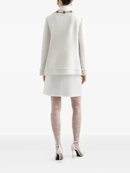 Geacă Dolce & Gabbana din tweed alb