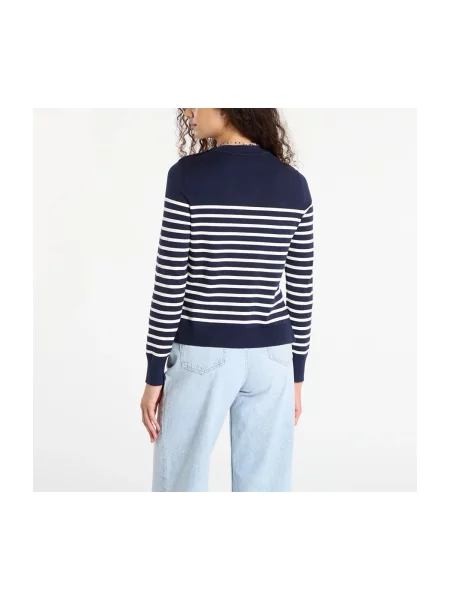 Svetr Tommy Hilfiger Co Jersey Mid Gg Ls Gold Btn Swt Navy/ White L bílý